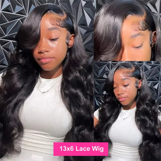 Body Wave 13x6 HD Transparent Lace Front Human Hair Wigs For Black Women 30 36 Inch 13x4 Lace Frontal Brazilian Wigs