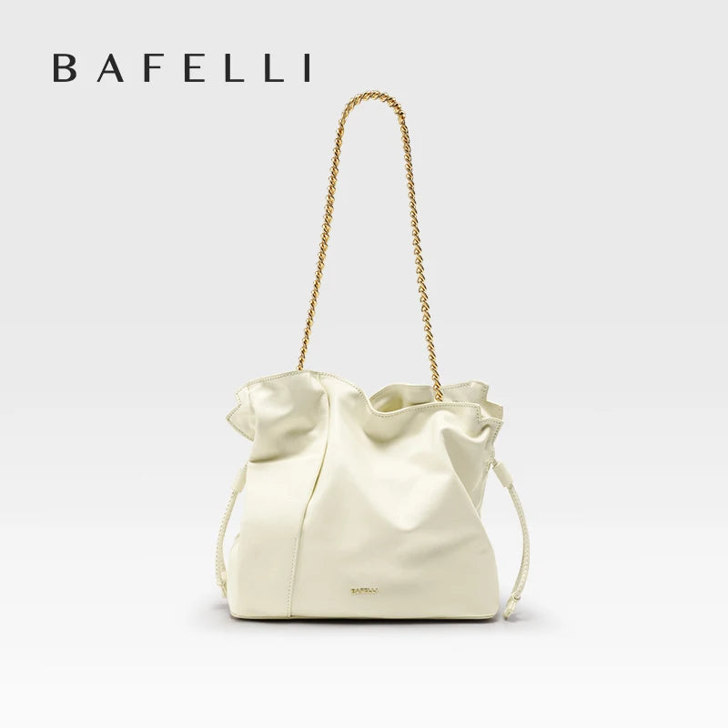 BAFELLI 2026 NEW WOMEN'S BAG LEATHER CASUAL BUCKET HANDBAGS FOR FEMALE TREND FASHION SHOPPER PURSE LUXURY BRAND SHOULDER
