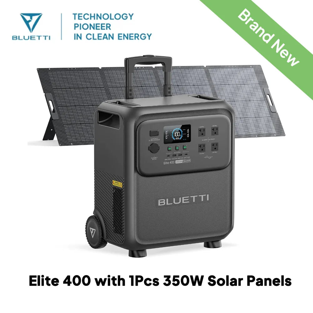 BLUETTI Elite 400 3840Wh Solar Generator with 200W/350W Solar Panels Kit High Capacity Portable Power Station for Home Backup