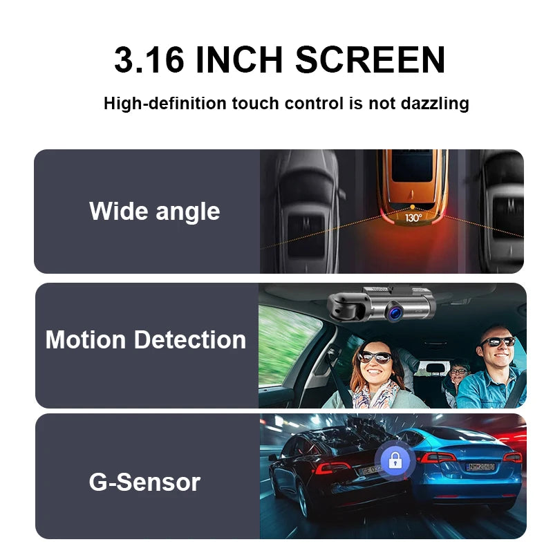 ZNLYRION Driving Recorder M8-32GB Full HD 1080P Car Dashcam Front+Interior Rear Camera 130° Wide Angle Night Vision G-Sensor Parking Monitor Car Driving Recorder