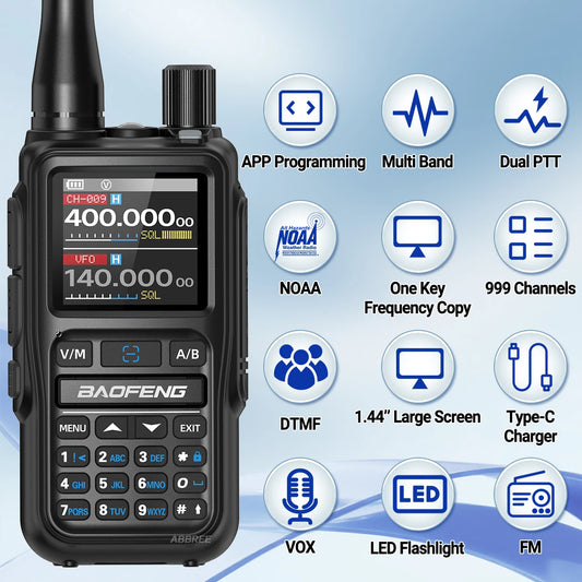 Baofeng UV-5R Mini Walkie Talkie Dual PTT Wireless Bluetooth Programming NOAA Portable Long Range Ham Radio for Camping outdoors