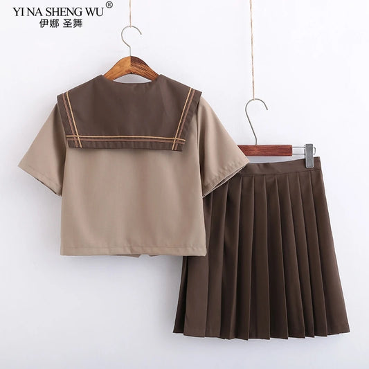 Japanese Brown JK Uniforms College Middle School Students Sailor Uniforms School JK Uniforms Anime Cospaly Students Clothing New