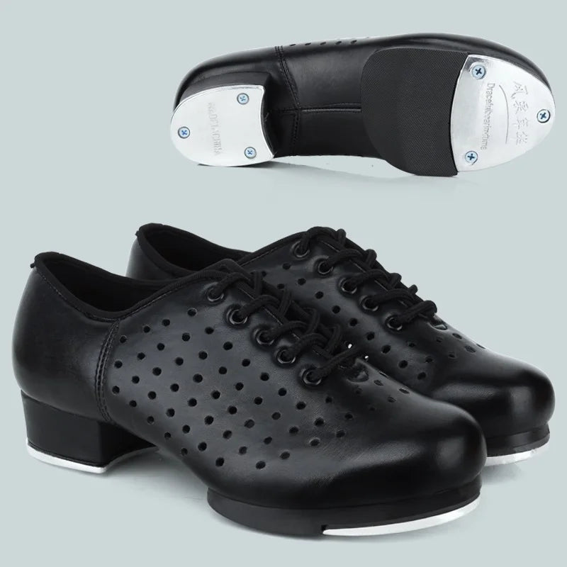 Sports Dance Shoes Adult Children Performance Tap Dance Shoes Soft Sole Natural Leather Shoes Step Sneakers Dance Shoes