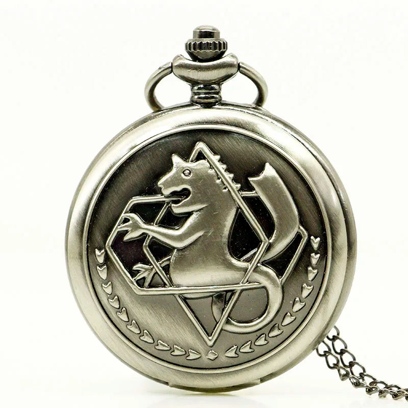 Vintage FullMetal Alchemist Edward Elric Cosplay Pocket watch Dull Polish Brown Hollow Men's Quartz Pocket Watch