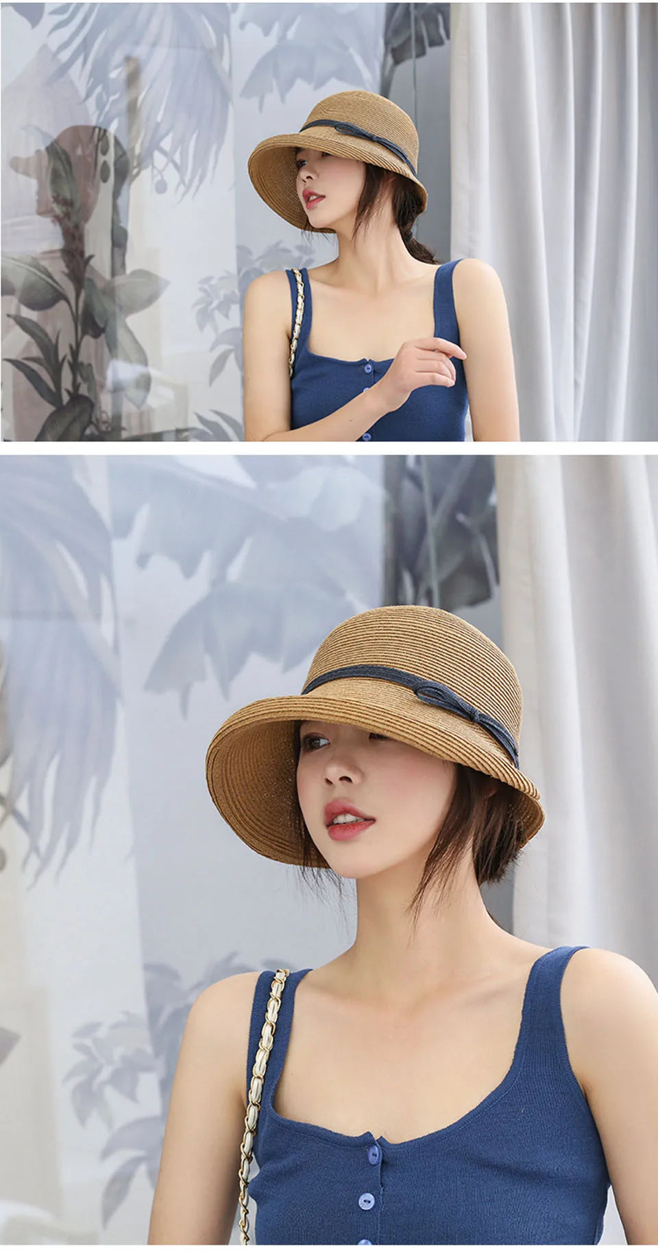 Women's summer hat Women's bucket hat Straw hat beach hat ceremony women's hats spring 2021 belt visor sun protection hat