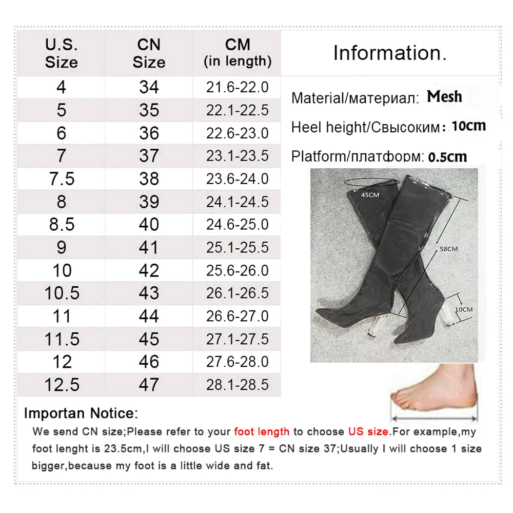 New Mesh Neon Green Sandal Boots Women Sexy Over The Knee Boots Pointed Toe High Heels Party Shoes Woman Thigh High Boots