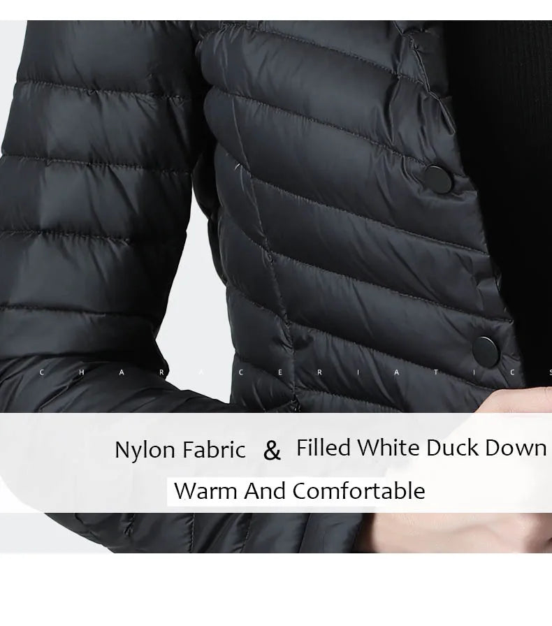 Fashion Suit Collar Women Winter Down Jacket Elegant Slim Warm Lightly Puffer Coat Outwear Plus Size 3 Buttons Duck Down Jackets