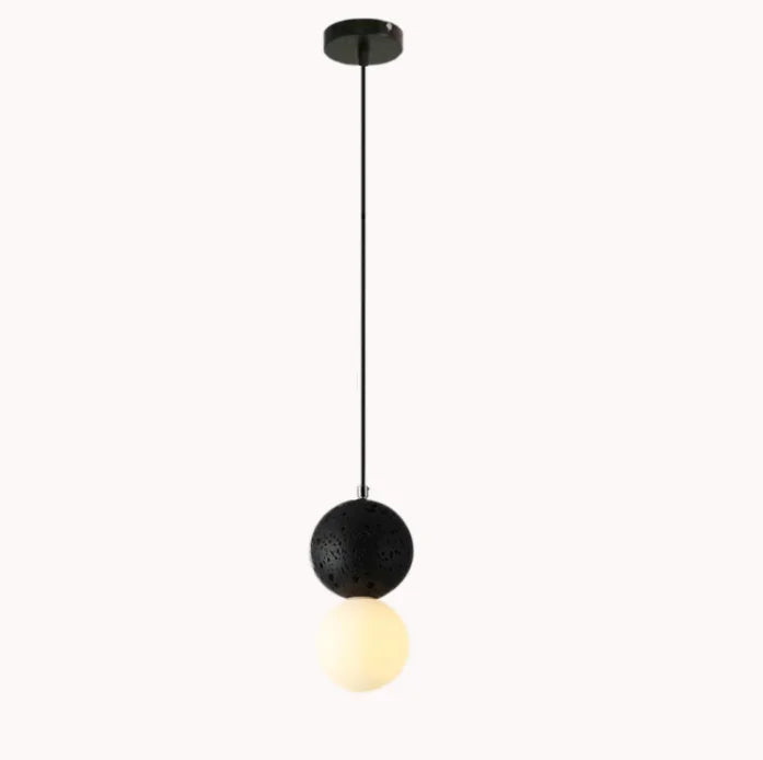 OUDELADI Cement Pendant Lights Bedroom Bedside Dining Decor Wood Glass ball Hanging Lamp Kitchen LED Lighting Luminaires