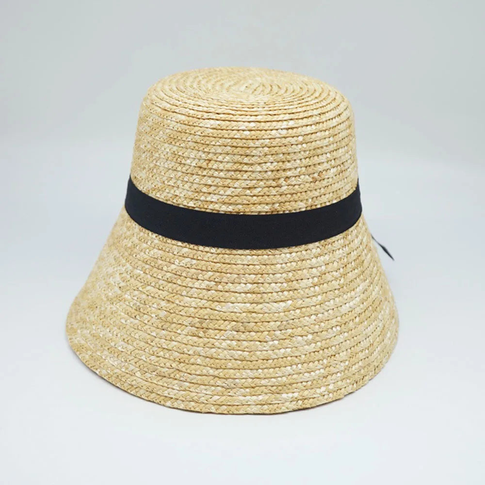 Handmade Summer Hats For Women Ladies Sun Hat Ribbon Bowknot Beige Straw Hat Adjuatble Beach Hat Wide Brim Kentucky Derby Hat