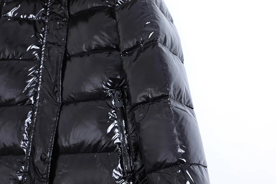 Maomaokong Winter Jacket Women Real Fur Coat Parkas Duck Down Lining Coat Real Raccoon Fur Collar Warm Black Streetwear