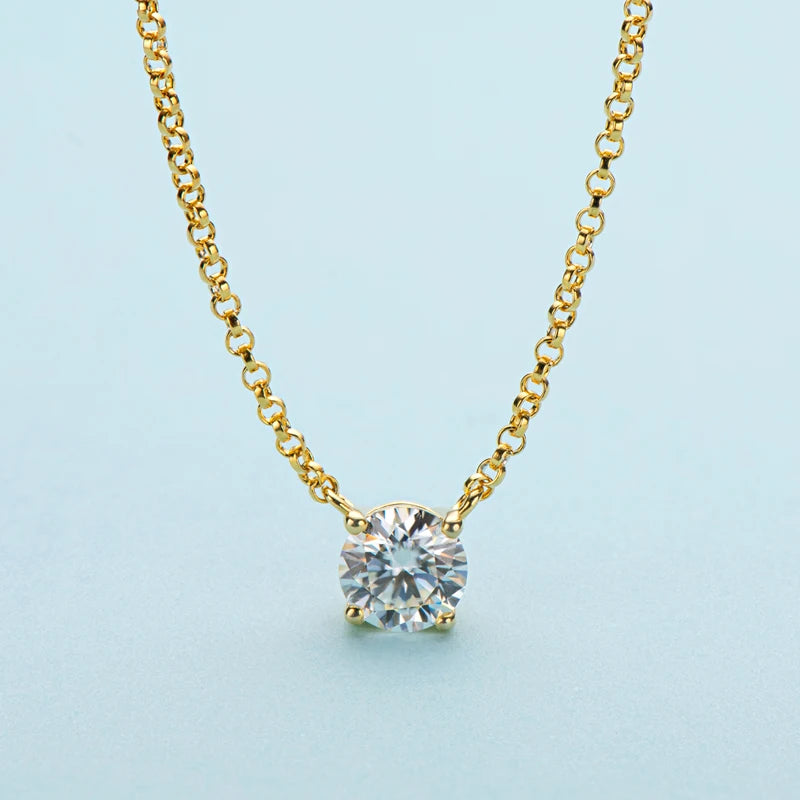 IOGOU 1 Carat D Color Moissanite Diamond Pendant Necklace 925 Sterling Silver High Carbon Simulated Diamond Engagement Necklace