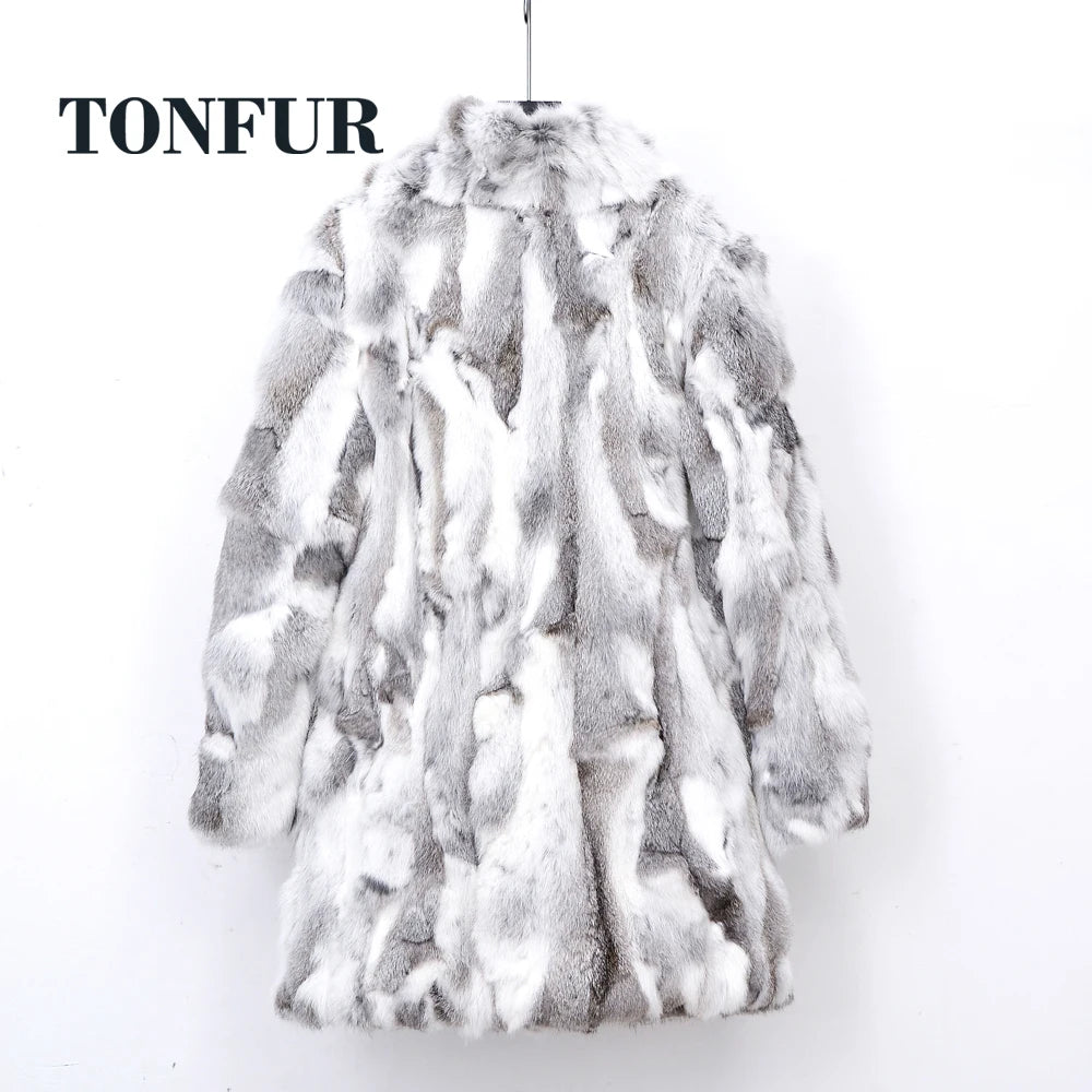 2022 Thick Warm Classical Customize Women's Real Whole Skin Real Genuine Rabbit Fur Coat Female Mandarin Collar Jacket TSR257
