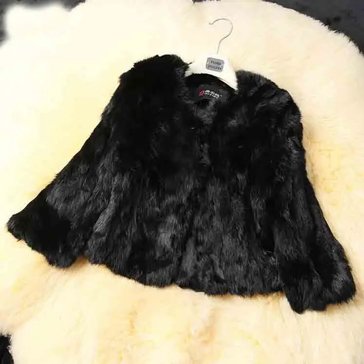 2024 New Women Fashion Brand Design Real Genuine Natural Rabbit Fur Coat Female Pure Dropshipping Jacket DFP311