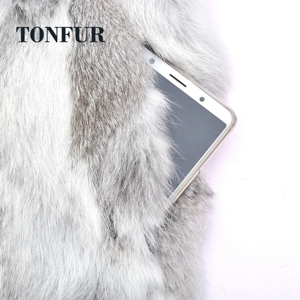 2022 Thick Warm Classical Customize Women's Real Whole Skin Real Genuine Rabbit Fur Coat Female Mandarin Collar Jacket TSR257