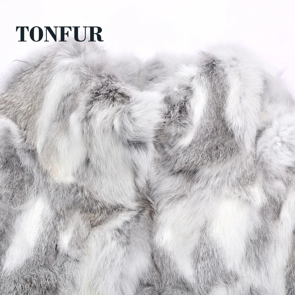 2022 Thick Warm Classical Customize Women's Real Whole Skin Real Genuine Rabbit Fur Coat Female Mandarin Collar Jacket TSR257