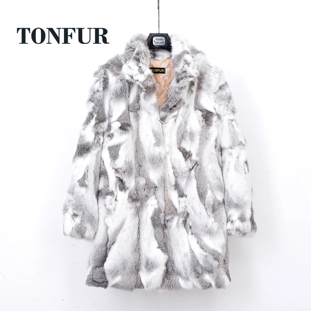 2022 Thick Warm Classical Customize Women's Real Whole Skin Real Genuine Rabbit Fur Coat Female Mandarin Collar Jacket TSR257