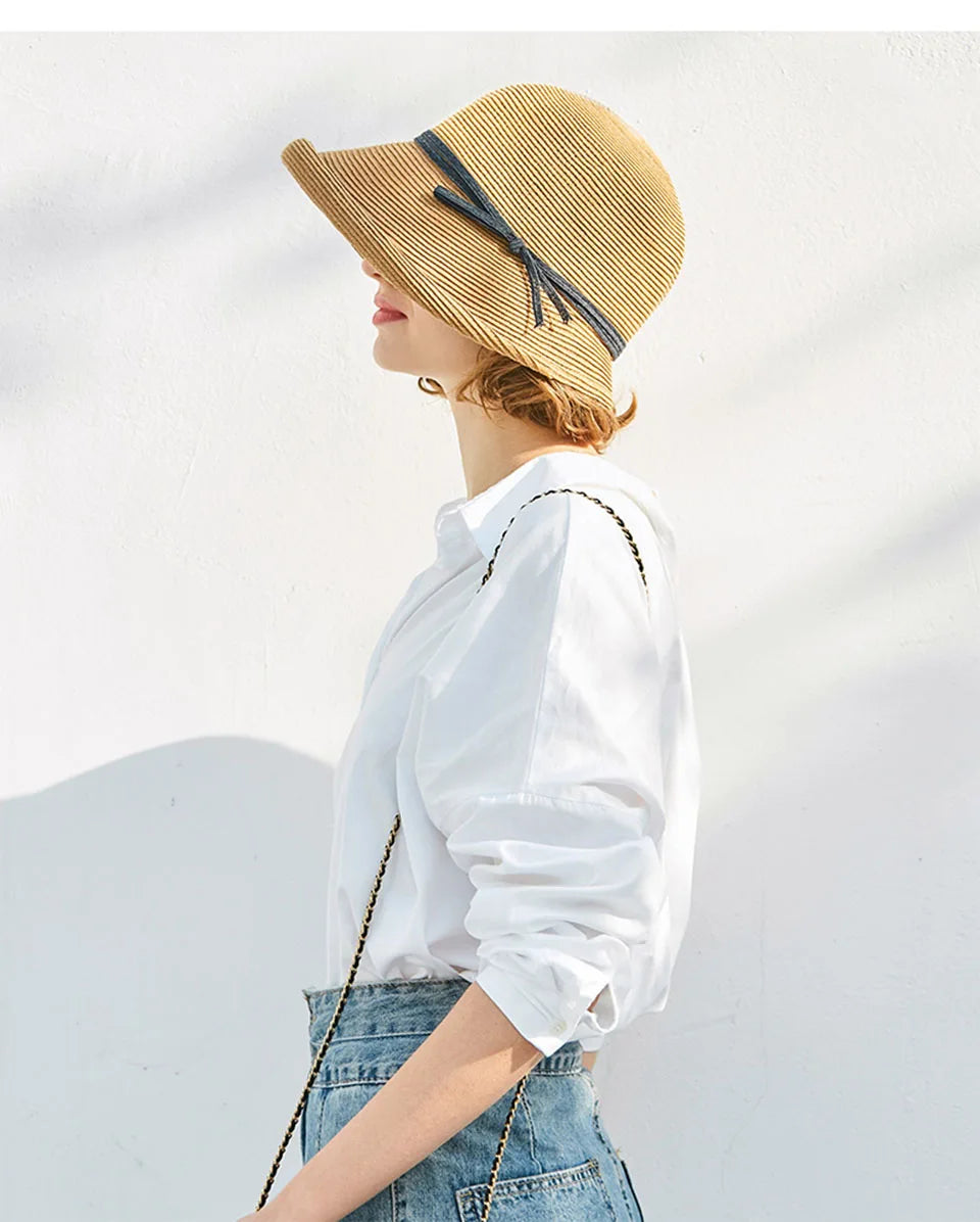 Women's summer hat Women's bucket hat Straw hat beach hat ceremony women's hats spring 2021 belt visor sun protection hat