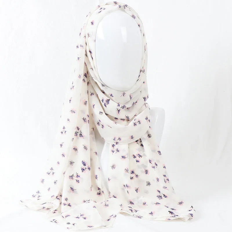 70*180cm Women Printed Soft Floral Muslim Chiffon Hijab Head Scarf Wraps New Designs