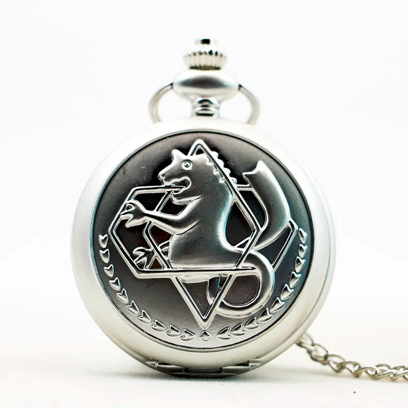 Vintage FullMetal Alchemist Edward Elric Cosplay Pocket watch Dull Polish Brown Hollow Men's Quartz Pocket Watch