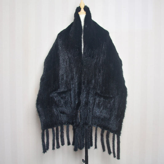 2026 Hot Sale Long Style Winter Warm Real Natural Mink Fur Scarf Real Mink Fur Shawl Fashion Women Knitted Real Mink Fur Scarves