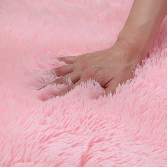 Pink Bedroom Carpet For Children's Room Cute Girls Floor Soft Mat Living Room Decoration White Fluffy Large Kids Bedside Rugs