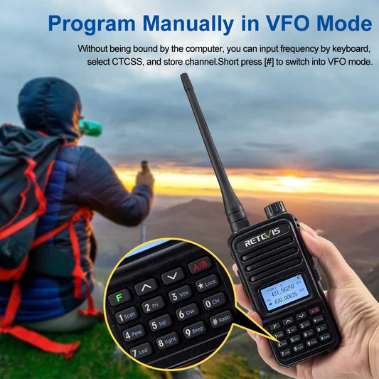Retevis RT85 Walkie Talkie Long Range Ham Two-way Radio Station Walkie-talkies VHF UHF Dual Band Amateur Portable Radio Hiking