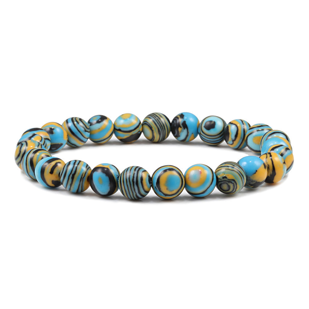 Foreign Trade Hot Selling Fashion Ladies Bracelet 8mm Malachite Beaded Bracelet Jewelry Women's Elastic Bracelet Chain Jewelry