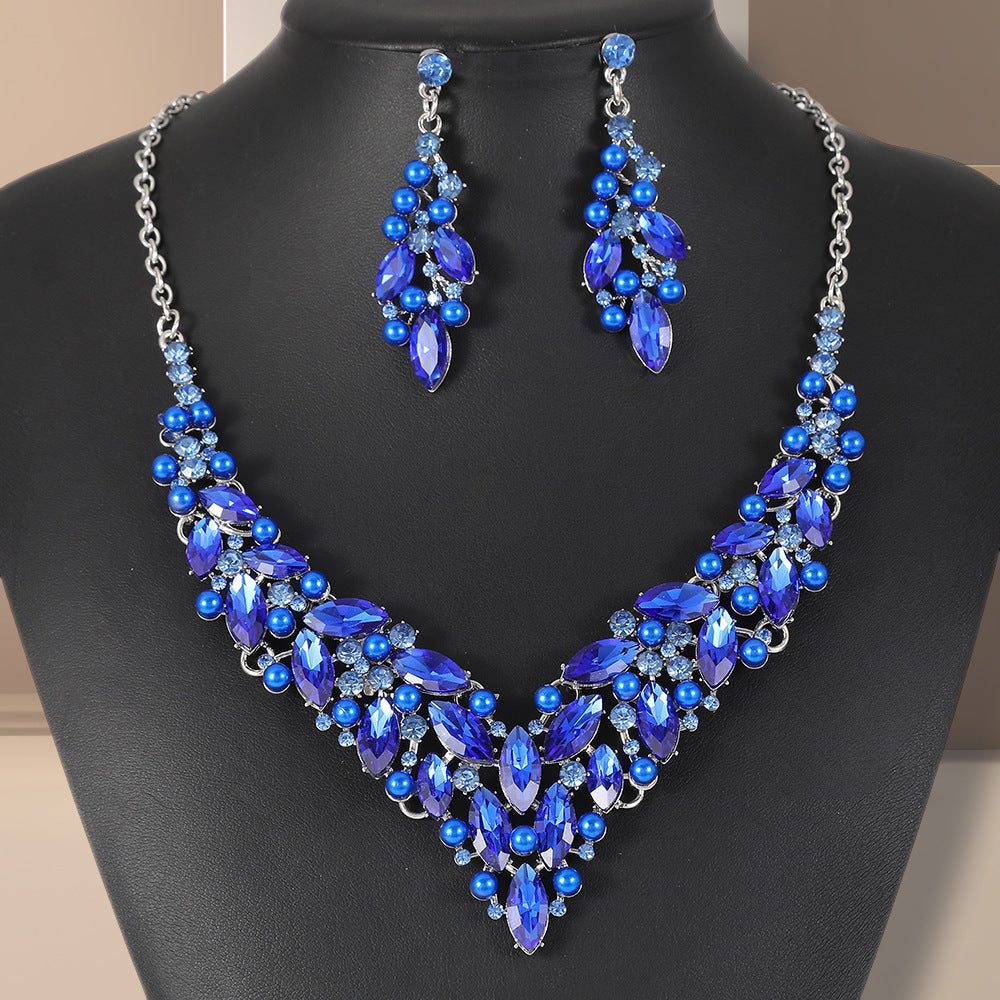 European and American Cross-Border Necklace, Earrings, Jewelry Set, Bridal Banquet Dress Accessories, Fashionable Women's Jewelry, Light Luxury Style