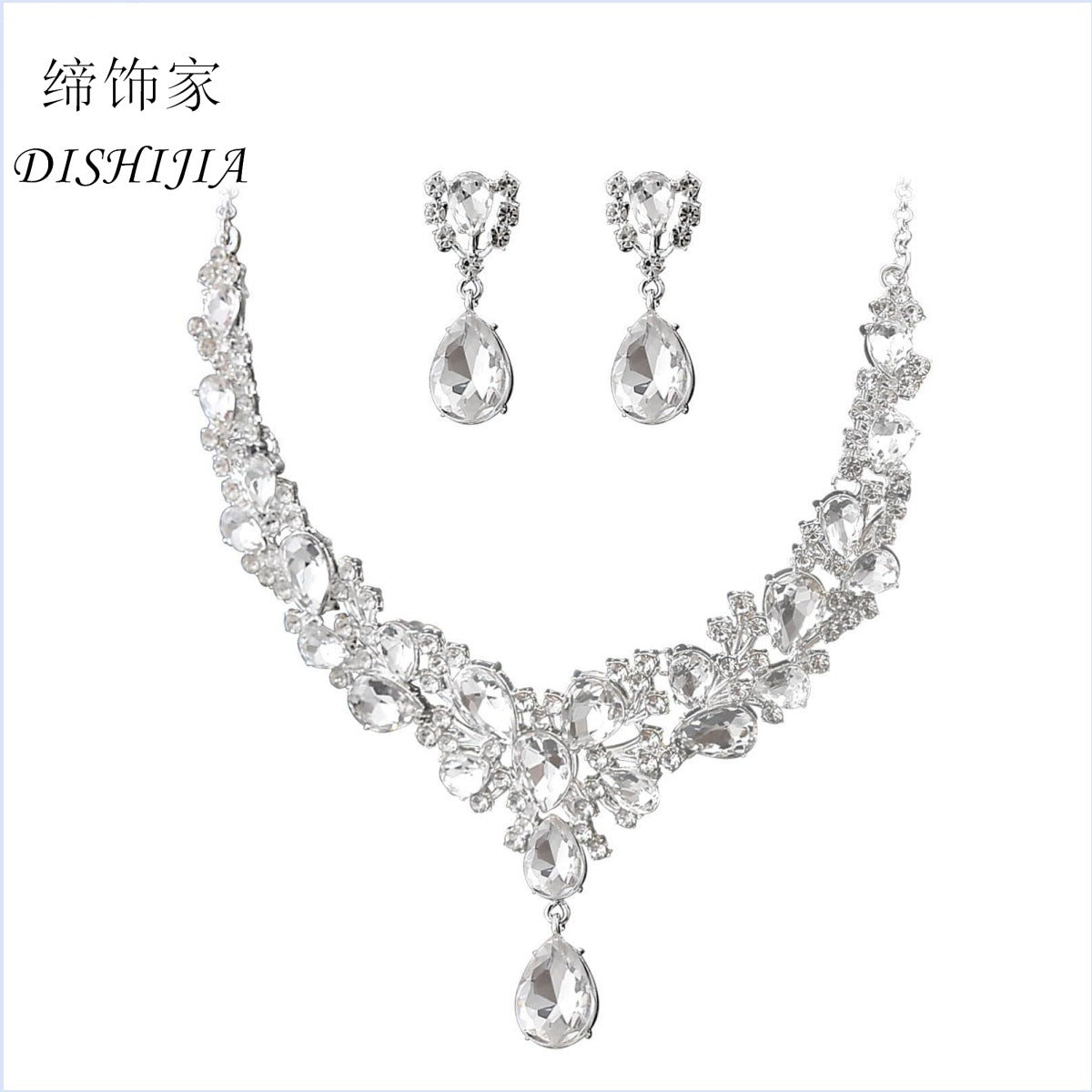 Jewelry Popular Exaggerated Bridal Necklace Bracelet Earrings Three-Piece High-End Crystal Banquet Jewelry Set