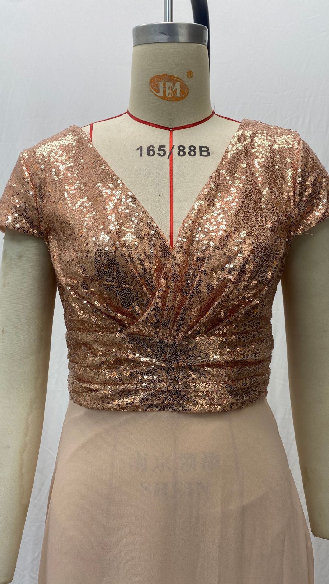2025 Cross-Border New Spring and Summer European and American Clothing Sleeveless Dress V Neck Sequined Elegant Chiffon Splicing Evening Dress