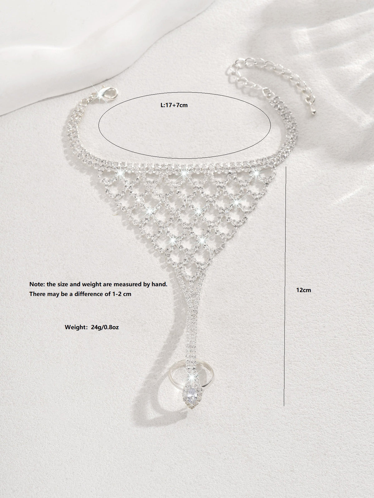 Factory Direct Supply European and American Fashion Full Diamond Bracelet for Women, Bracelet and Ring Integrated Chain, Beach Anklet, Hand Jewelry, Foot Jewelry