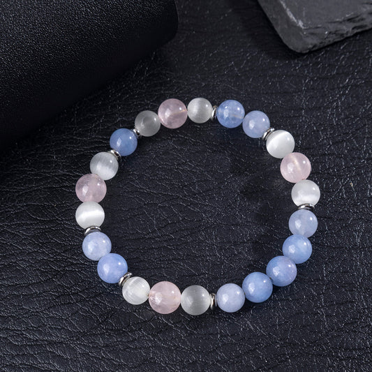 Zhuhang Jewelry Cross-Border New Product Natural Crystal Bracelet Rose Quartz Cat's Eye Women's Bracelet High-End Jewelry Wholesale