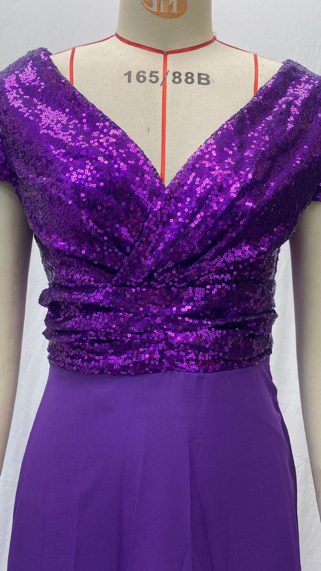 2025 Cross-Border New Spring and Summer European and American Clothing Sleeveless Dress V Neck Sequined Elegant Chiffon Splicing Evening Dress
