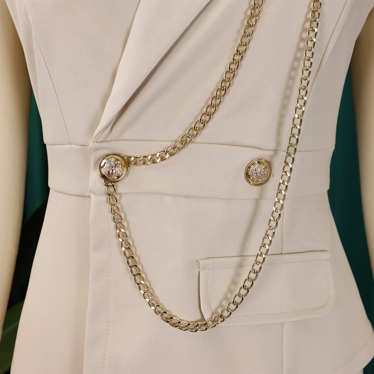 CMYAYA Elegant Womenv-neck High Waist Straight Sleeveless Blazer Jumpsuits 2024 Fall Street Chain Office Lady Party Rompers