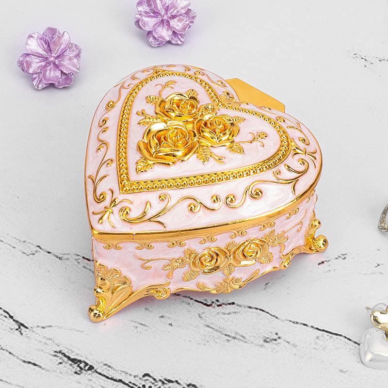 Cross-border E-commerce European-style Retro Metal Jewelry Box Exquisite Enamel Color Necklace Jewelry Storage Box Princess Jewelry Box