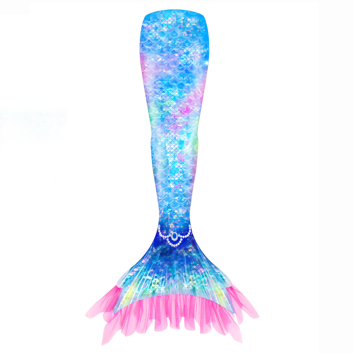Girls' Mermaid Swimsuit Three-Piece Set Mermaid Tail Cross-Border Popular Bikini Swimsuit Beach Swimwear Shiny