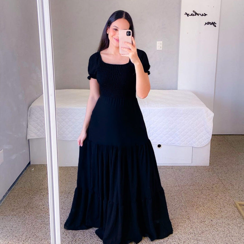 2025 Cross-Border New Spring and Summer European and American Clothing Dress One-Shoulder Floral Off-Shoulder Long Color Fairy Skirt