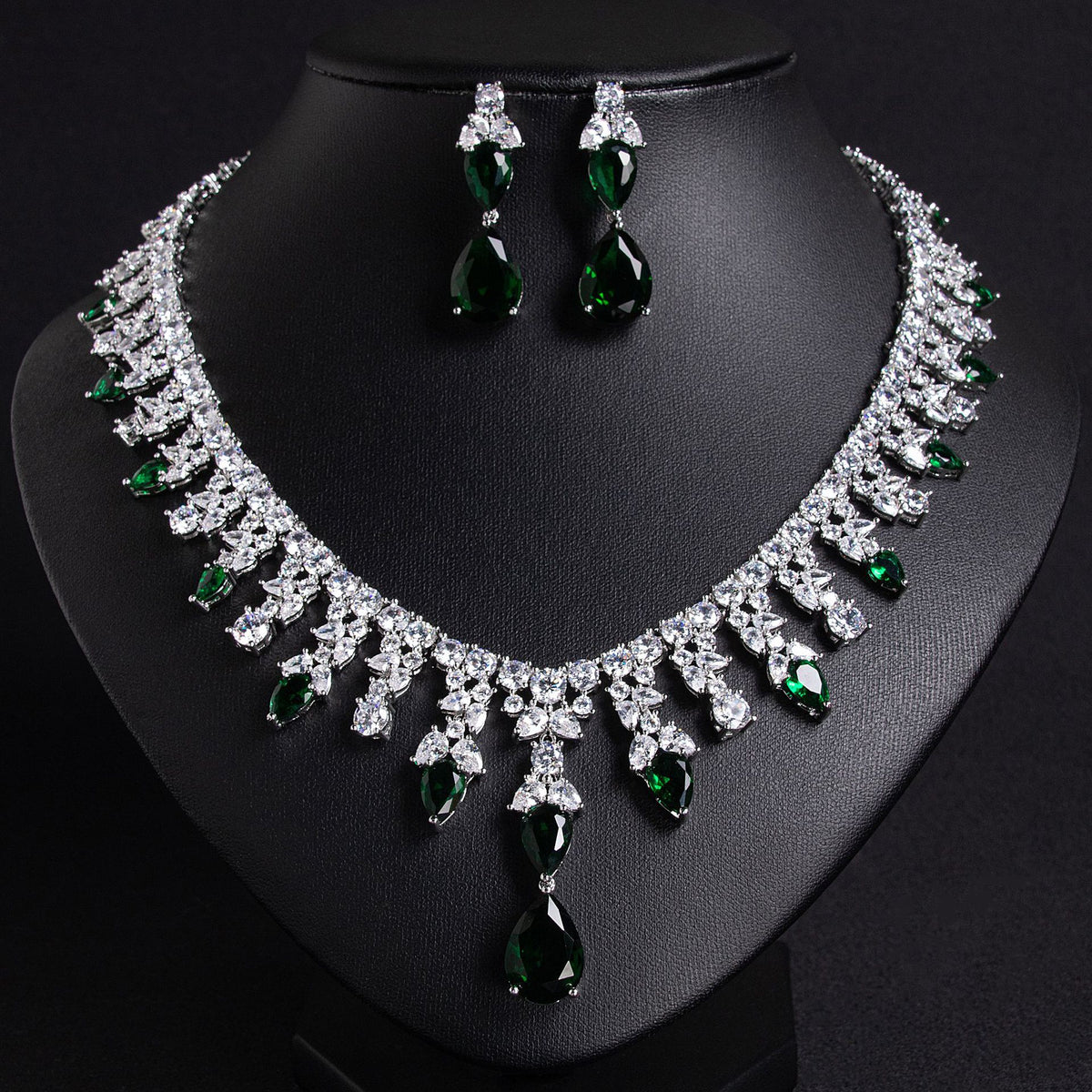Luxury Dinner Dress Jewelry Red Zircon Necklace suit High-end Wedding Micro-inlay Bridal Wedding Earrings Jewelry