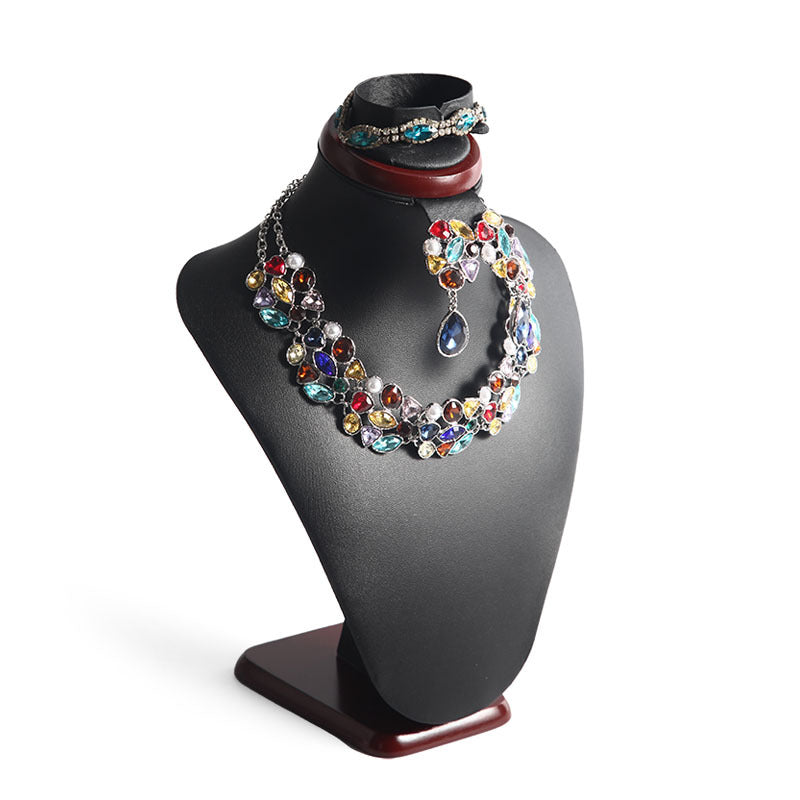 Feather Solid Wood Neck Figure Necklace Display Stand Necklace Jewelry Stand Neck Model Jewelry Jewelry Window