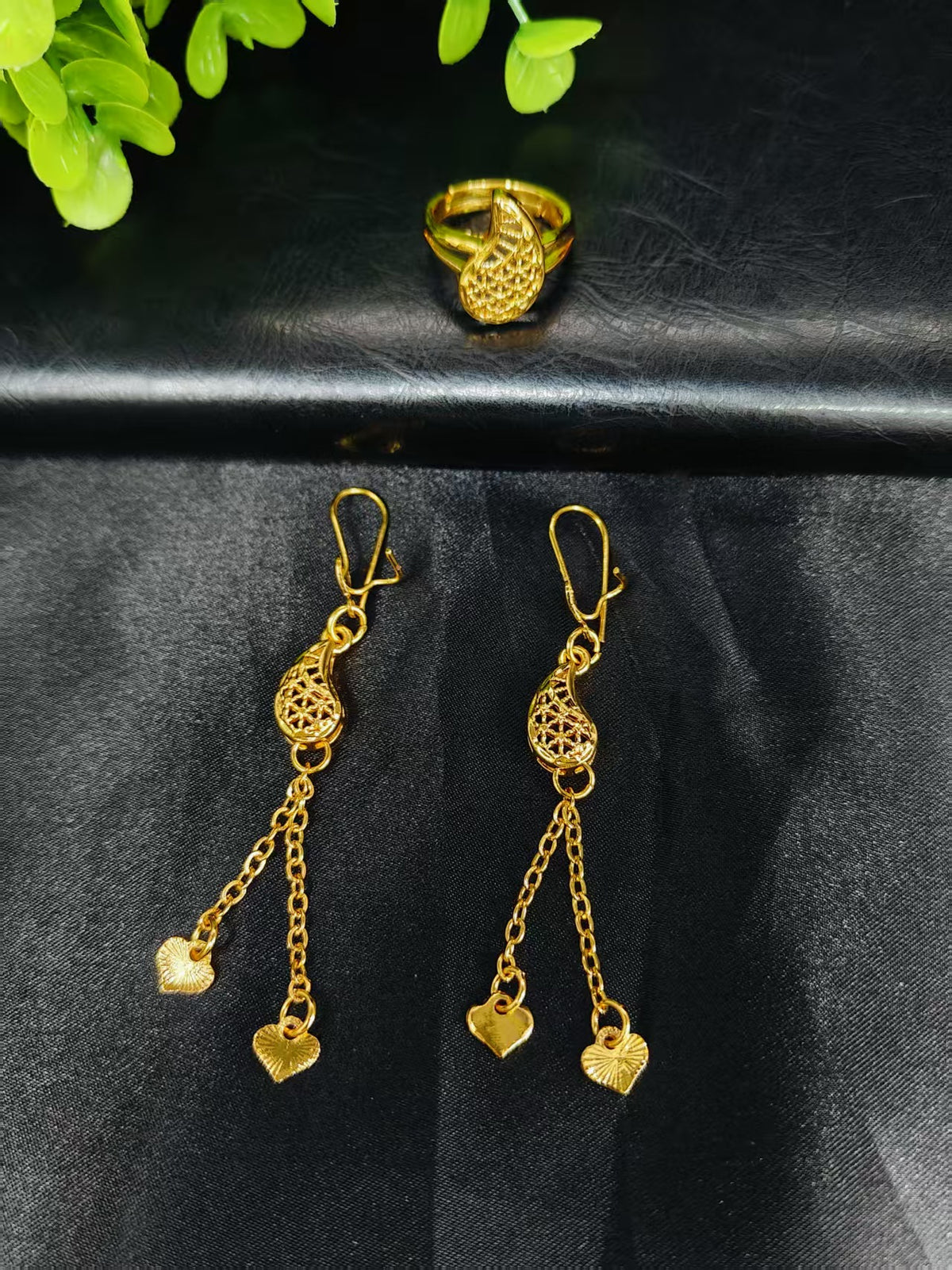 Cross-Border Hot Selling Dubai Luxury 24K Jewelry Necklace Earrings Ring Bracelet Four-Piece Bridal Wedding Tassel Set