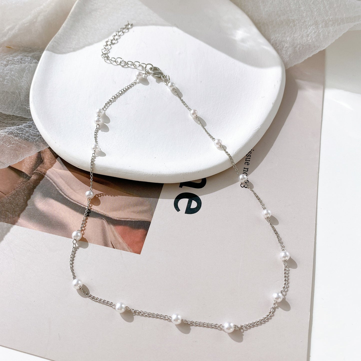 Sweet personality simple natural Joker imitation pearl necklace pearl necklace ladies necklace jewelry wholesale supply