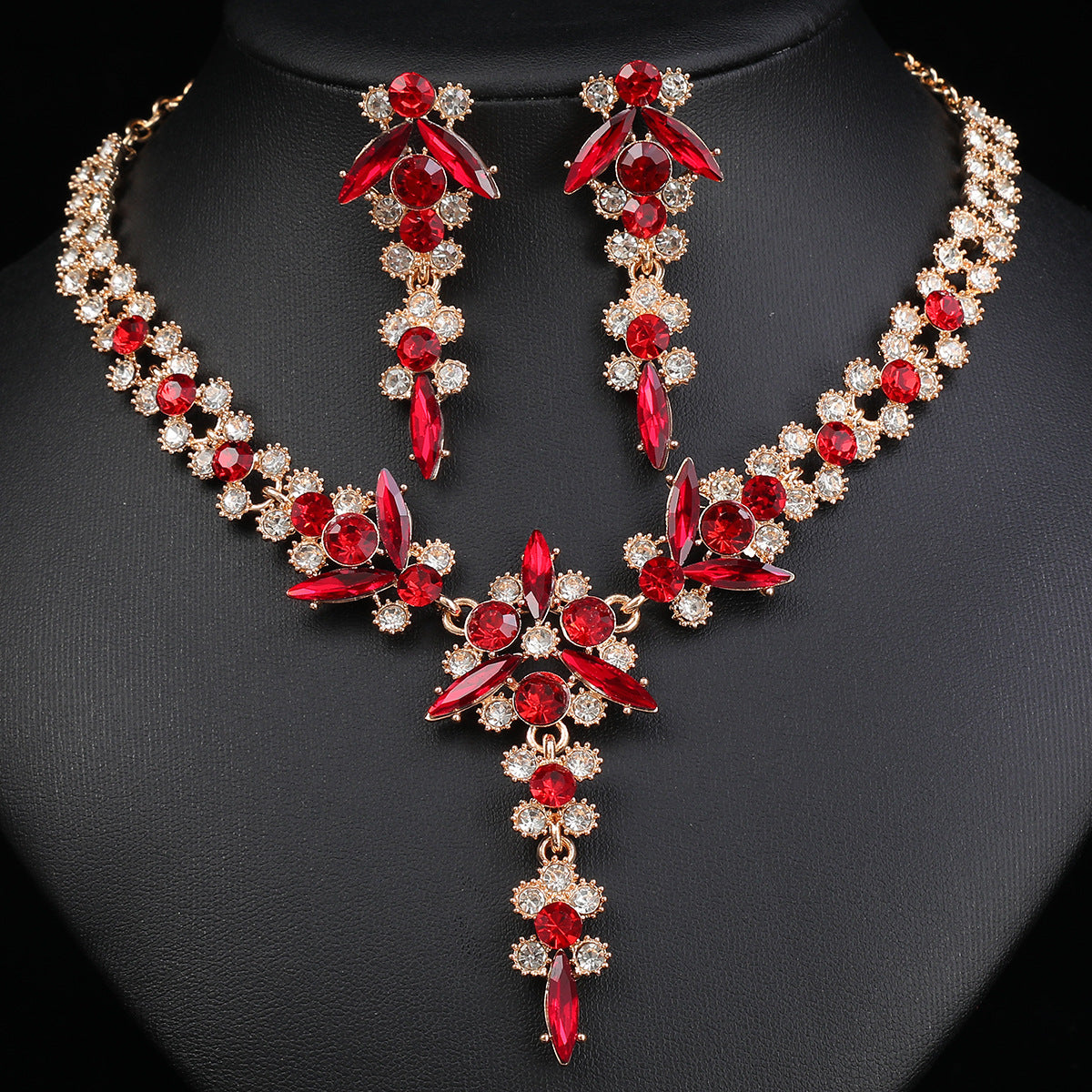 Europe and the United States Hot Jewelry Cross-border Supply Bridal Necklace suit Fashion High-end Crystal Wedding Dress Banquet Dress Jewelry