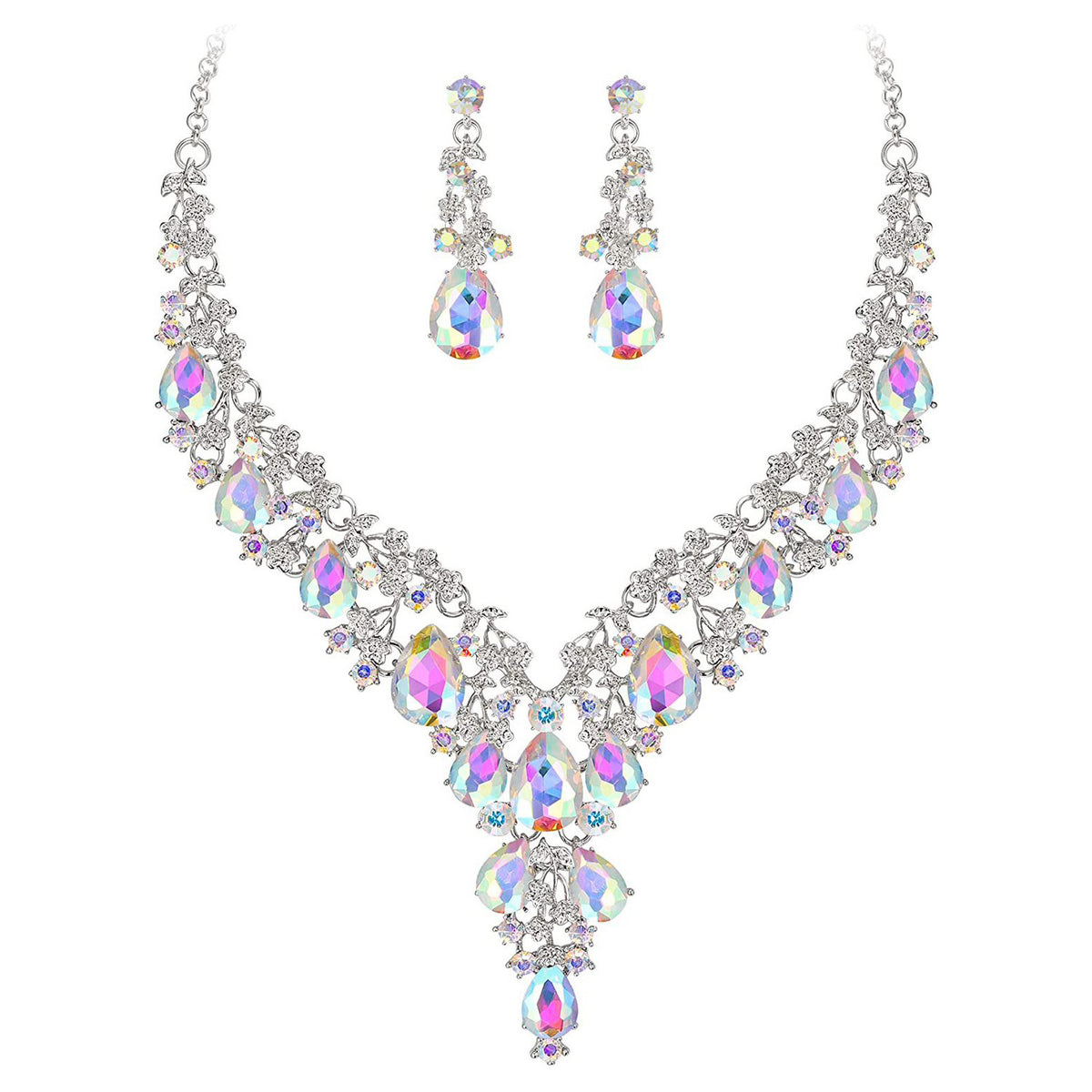 Factory Direct Sales of Cross-Border Popular Water Drop Necklace and Earrings Jewelry Sets, Wedding Dresses, Evening Wear, New Jewelry Accessories