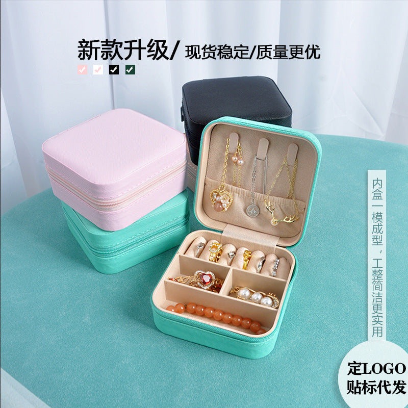 Cross-border jewelry box travel portable earring necklace ring box jewelry storage box in stock wholesale