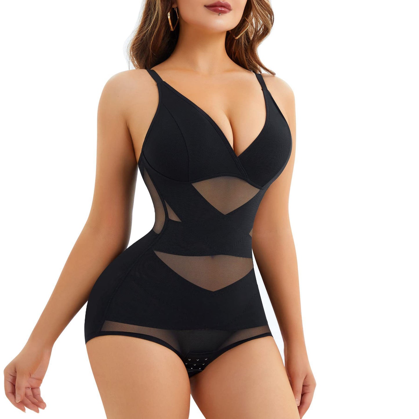 Hot Selling Body Shaping One-Body Shaping One-Body Shaping Sling V-Neck Cup Mesh Waist Plastic Breathable Sports Body Shaping One-Body Shaping One-Body Shaping