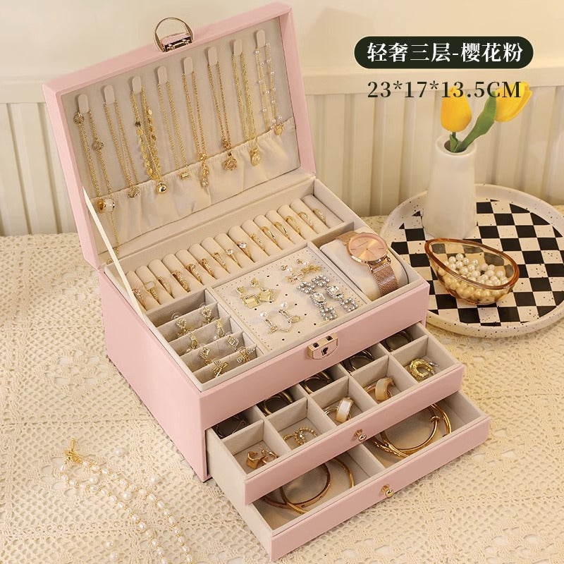 High-end jewelry storage box necklace earrings earrings earrings bracelet ring exquisite jewelry gold jewelry large capacity