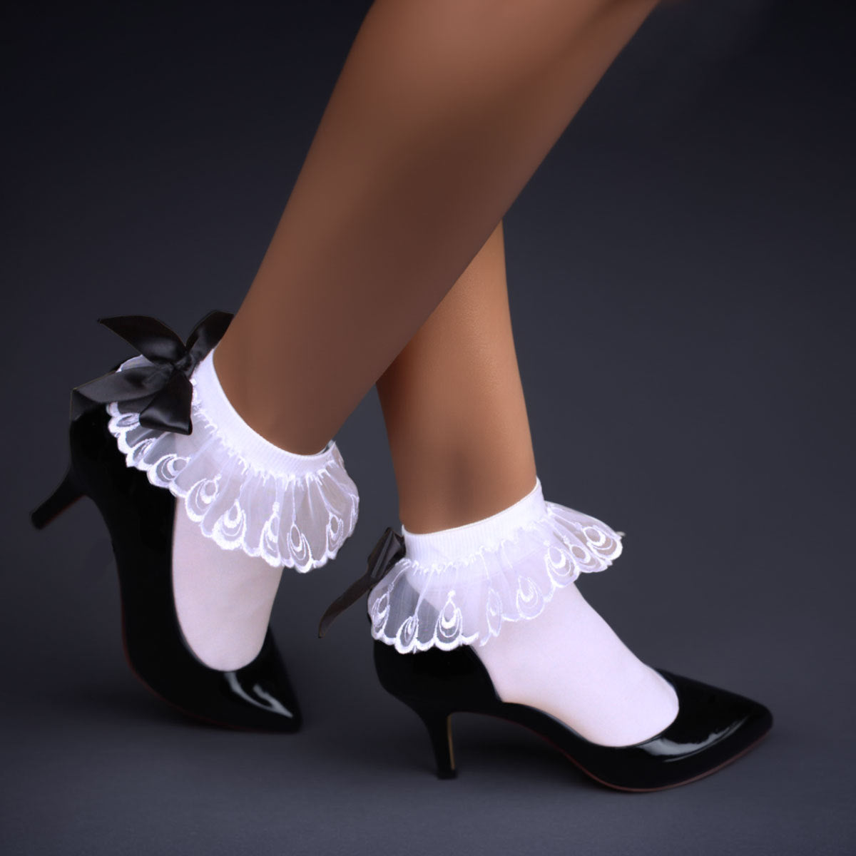 Summer Lace Bow Low-barred Silk Stockings Short Socks for Pretty Girls Student Socks Velvet Medium-thick Short-barred Socks for Women