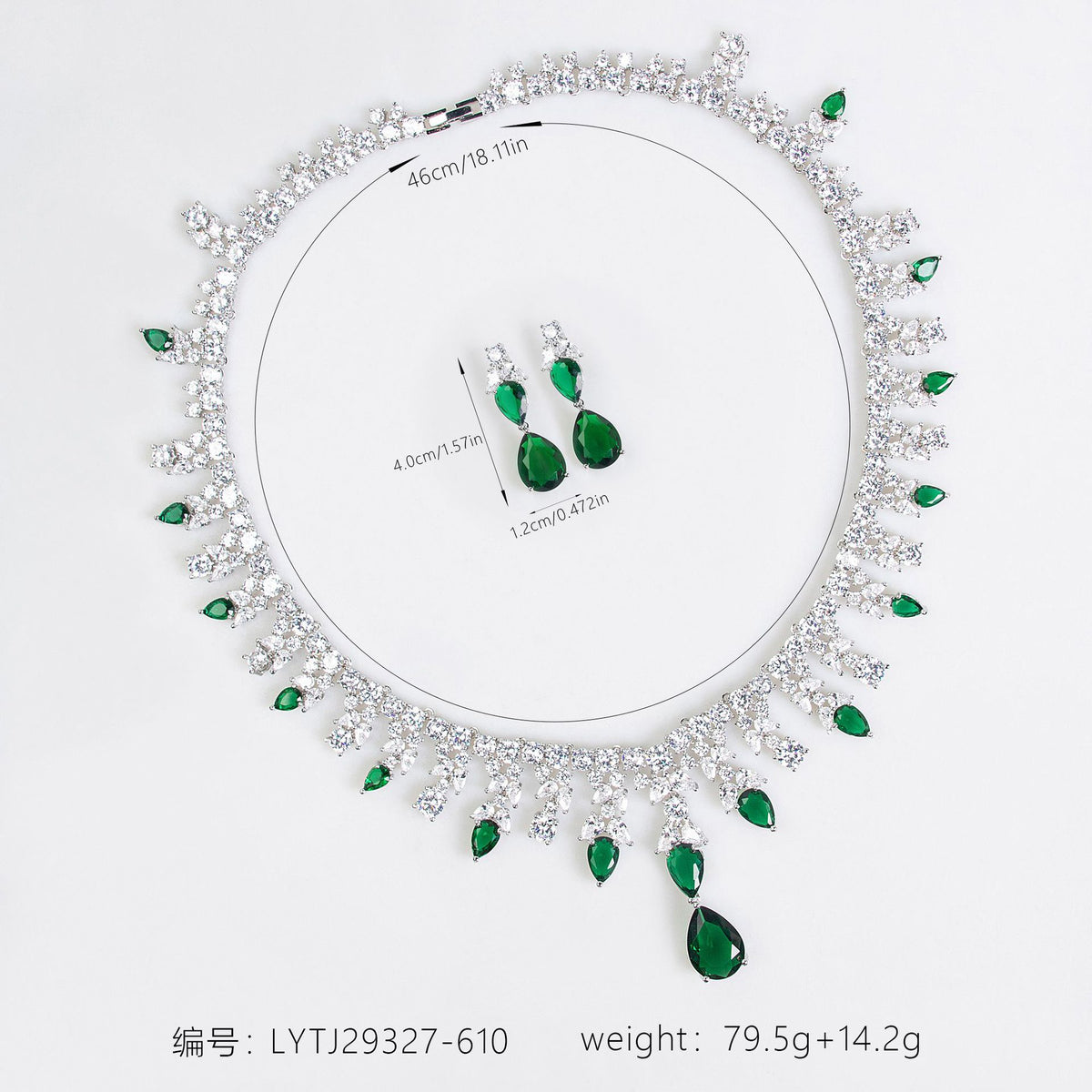 Luxury Dinner Dress Jewelry Red Zircon Necklace suit High-end Wedding Micro-inlay Bridal Wedding Earrings Jewelry