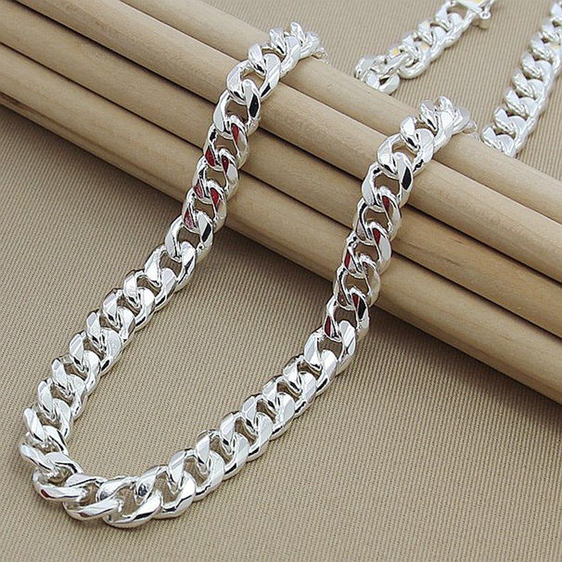 Foreign trade jewelry wholesale silver plated 10mm Cuba side necklace bracelet exquisite jewelry men's accessories jewelry