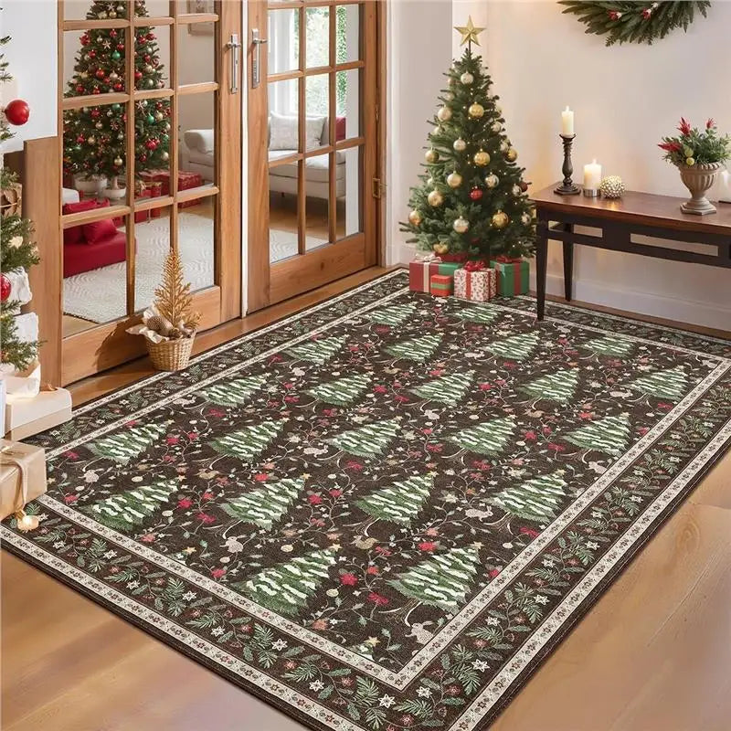 Christmas Day living room decoration red carpet large area rugs for bedroom Washable lounge floor mat Anti-slip bedside soft rug